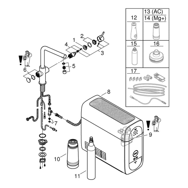Onderdelentekening Grohe Blue Home l-uitloop Starterkit