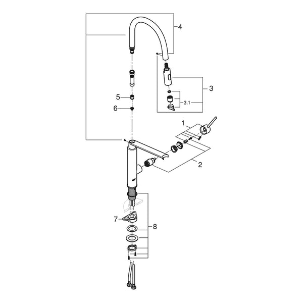Onderdelentekening Grohe Concetto keukenmengkraan