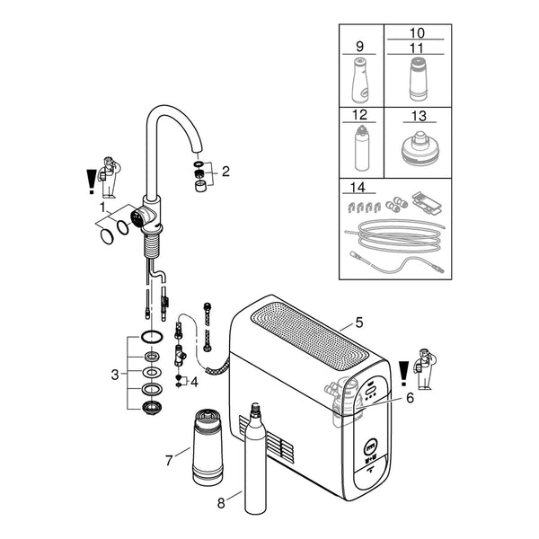 Onderdelentekening Grohe Blue Home mono Starterkit
