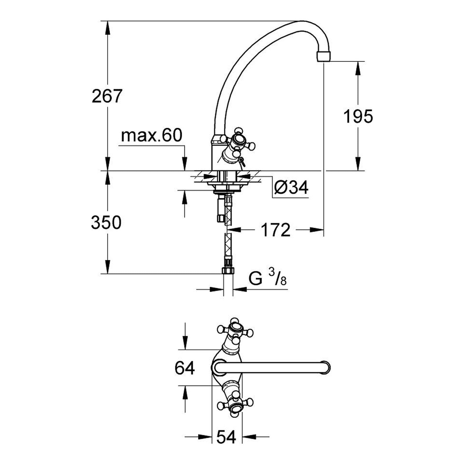 Maattekening Grohe Arabesk keukenmengkraan