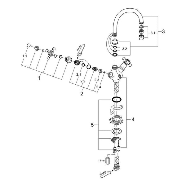 Onderdelentekening Grohe Arabesk keukenmengkraan