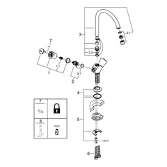 Onderdelentekening Grohe Costa S keukenmengkraan
