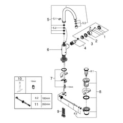 Onderdelentekening Grohe Atrio wastafelmengkraan L-Size