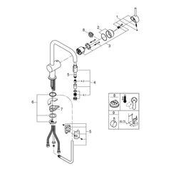 Onderdelentekening Grohe Minta keukenmengkraan 2020–2024
