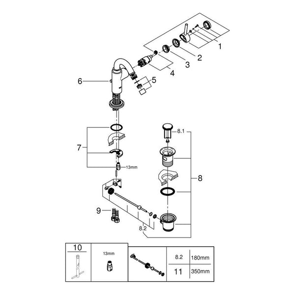 Onderdelentekening Grohe Atrio bidetmengkraan M-Size
