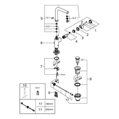 Onderdelentekening Grohe Atrio wastafelmengkraan L-Size