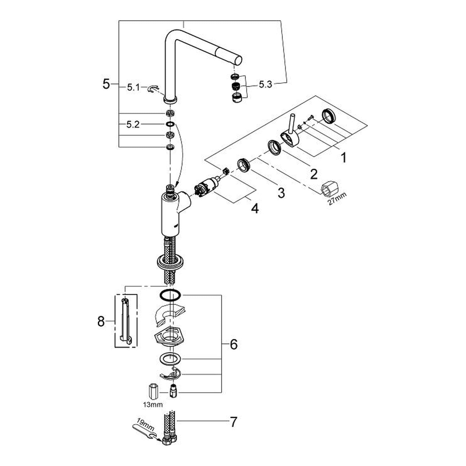 Onderdelentekening Grohe Atrio keukenmengkraan