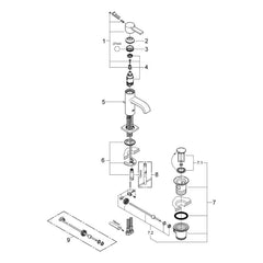 Onderdelentekening Grohe Allure wastafelmengkraan
