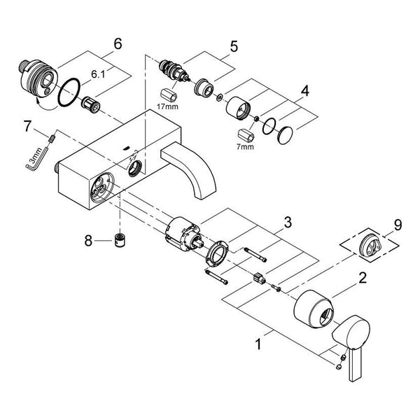 Onderdelentekening Grohe Allure badmengkraan