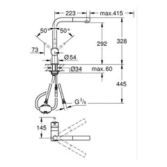 Maattekening Grohe Minta keukenmengkraan