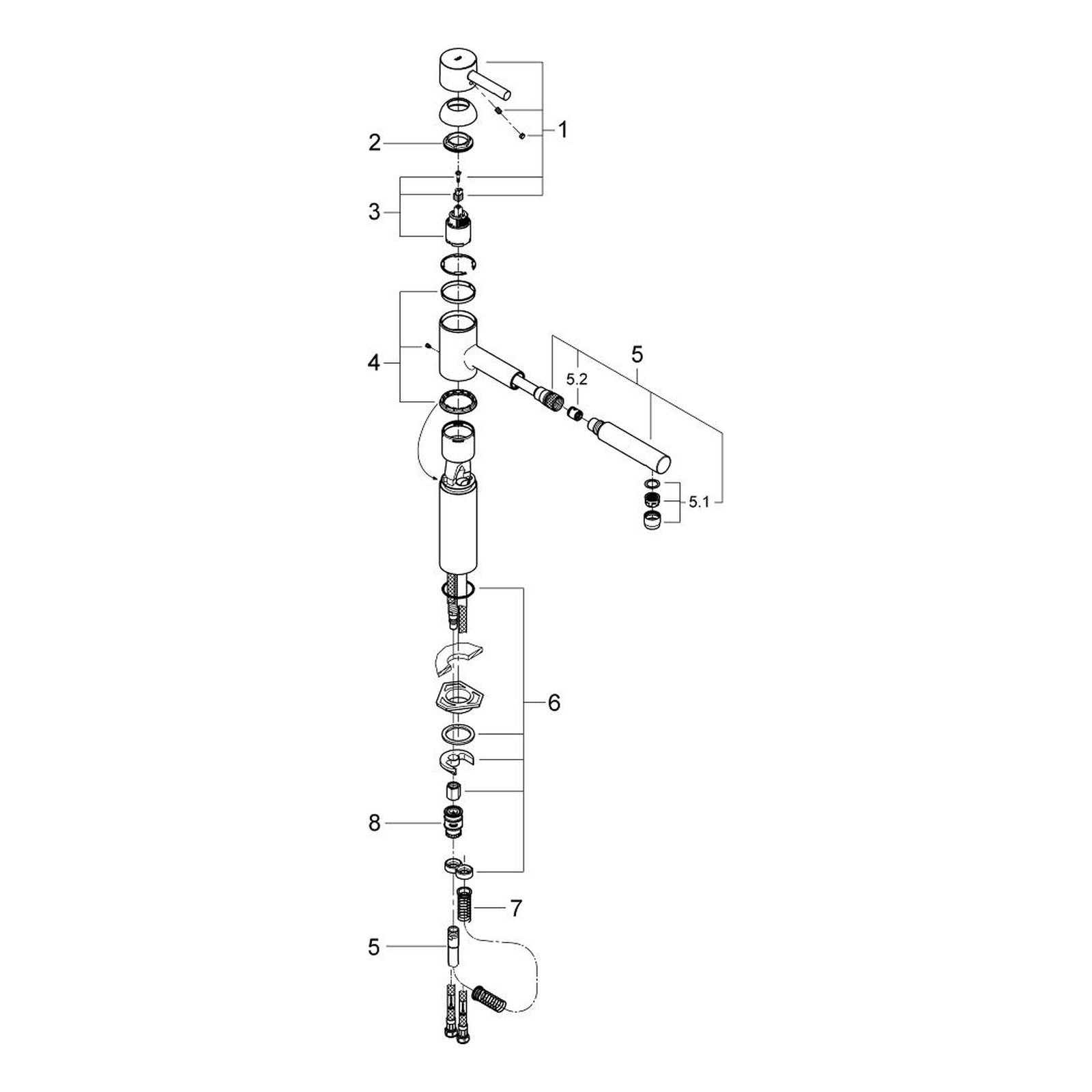 Onderdelentekening Grohe Essence keukenmengkraan