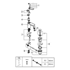 Onderdelentekening Grohe Veris wastafelmengkraan S-Size