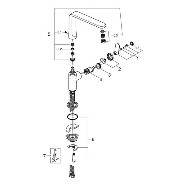 Onderdelentekening Grohe Veris keukenmengkraan