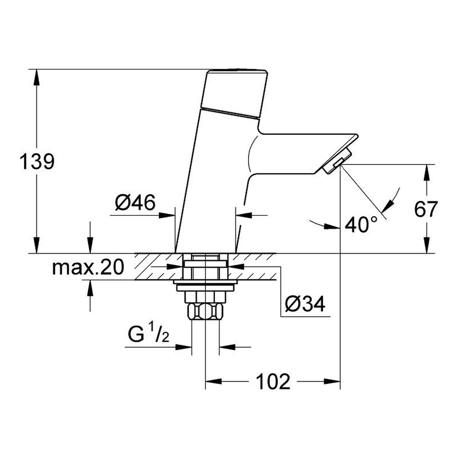 Maattekening Grohe Concetto toiletkraan