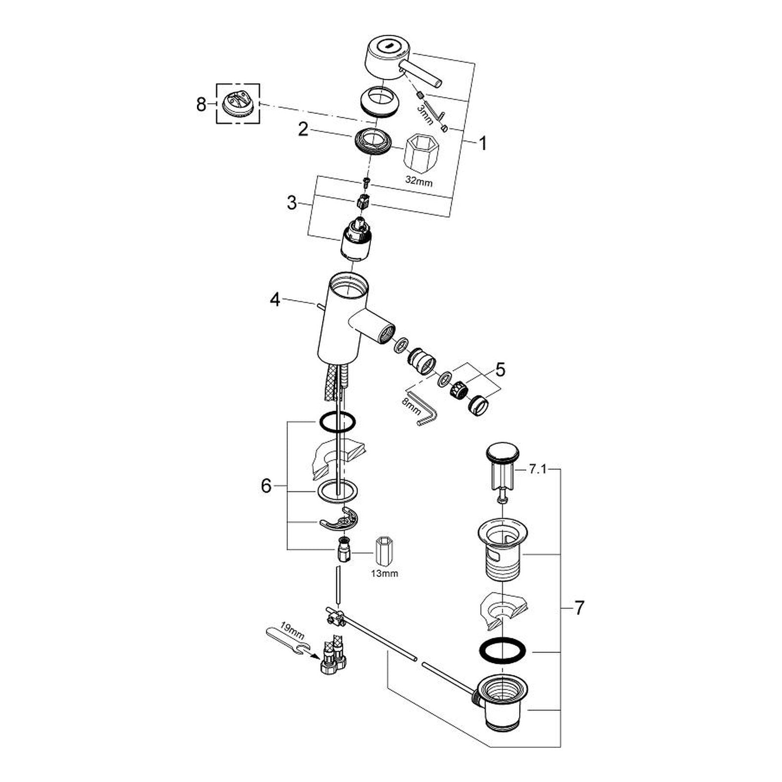 Onderdelentekening Grohe Concetto bidetmengkraan S-Size