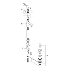 Onderdelentekening Grohe Allure wastafelmengkraan 2006–2008