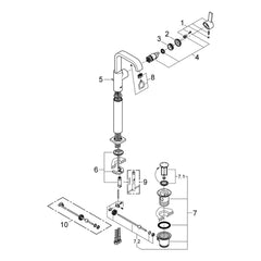 Onderdelentekening Grohe Allure wastafelmengkraan XL-Size