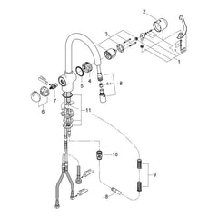 Onderdelentekening Grohe Zedra keukenmengkraan