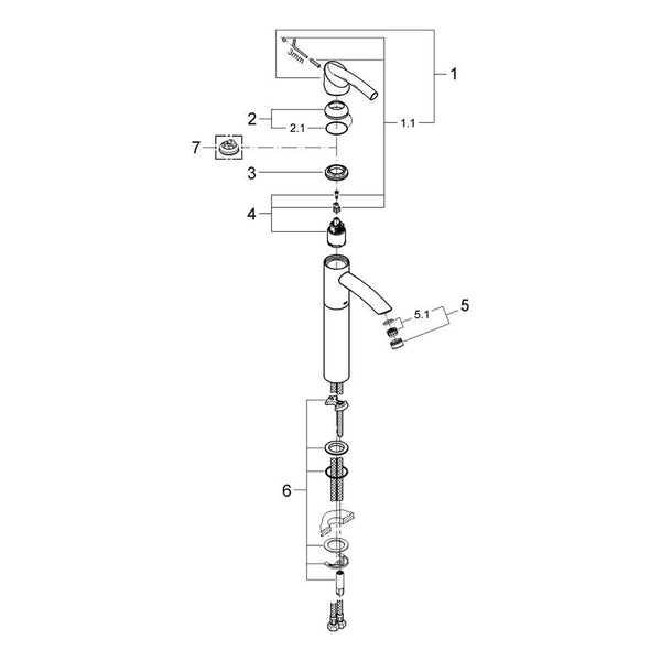 Onderdelentekening Grohe Tenso wastafelmengkraan