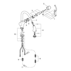 Onderdelentekening Grohe Zedra keukenmengkraan