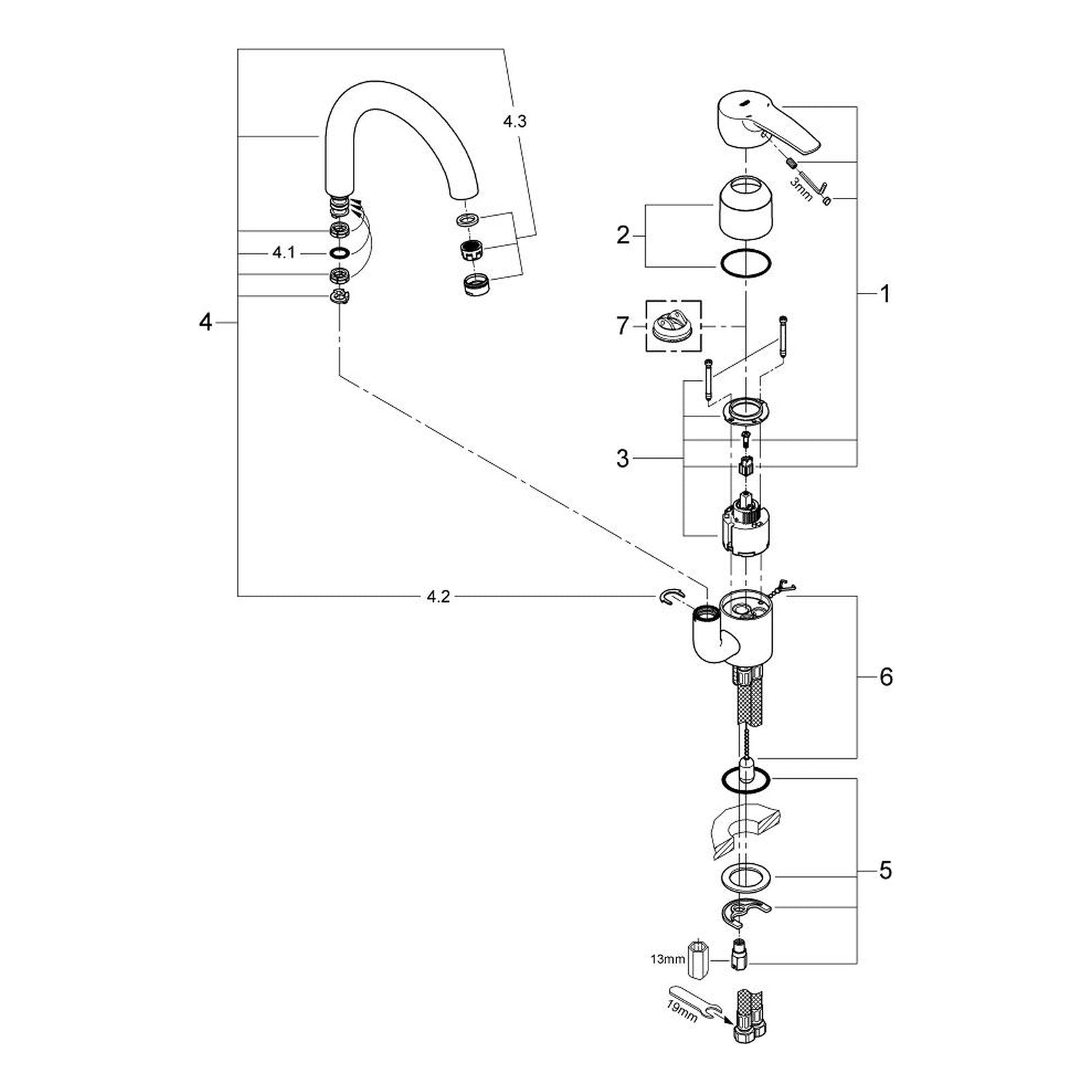 Onderdelentekening Grohe Eurostyle wastafelmengkraan L-Size