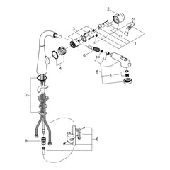 Onderdelentekening Grohe Zedra keukenmengkraan