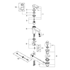 Onderdelentekening Grohe Europlus wastafelmengkraan S-Size 2008–2017