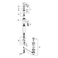 Onderdelentekening Grohe Europlus wastafelmengkraan XL-Size 2008–2017