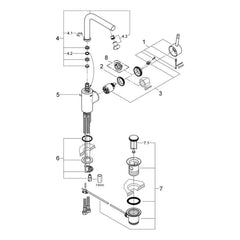 Onderdelentekening Grohe Essence wastafelmengkraan L-Size 2007–2012