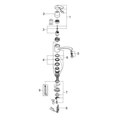 Onderdelentekening Grohe EuroPro keukenmengkraan 2008–2012
