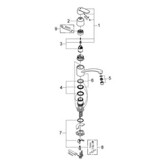 Onderdelentekening Grohe Eurosmart Cosmopolitan keukenmengkraan 2012–2016