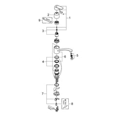 Onderdelentekening Grohe Eurosmart Cosmopolitan keukenmengkraan 2012–2016