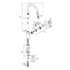 Onderdelentekening Grohe Eurosmart Cosmopolitan keukenmengkraan 2012–2013