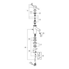 Onderdelentekening Grohe Essence wastafelmengkraan S-Size
