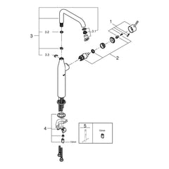 Onderdelentekening Grohe Essence wastafelmengkraan XL-Size 2014–2022