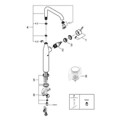 Onderdelentekening Grohe Essence wastafelmengkraan XL-Size