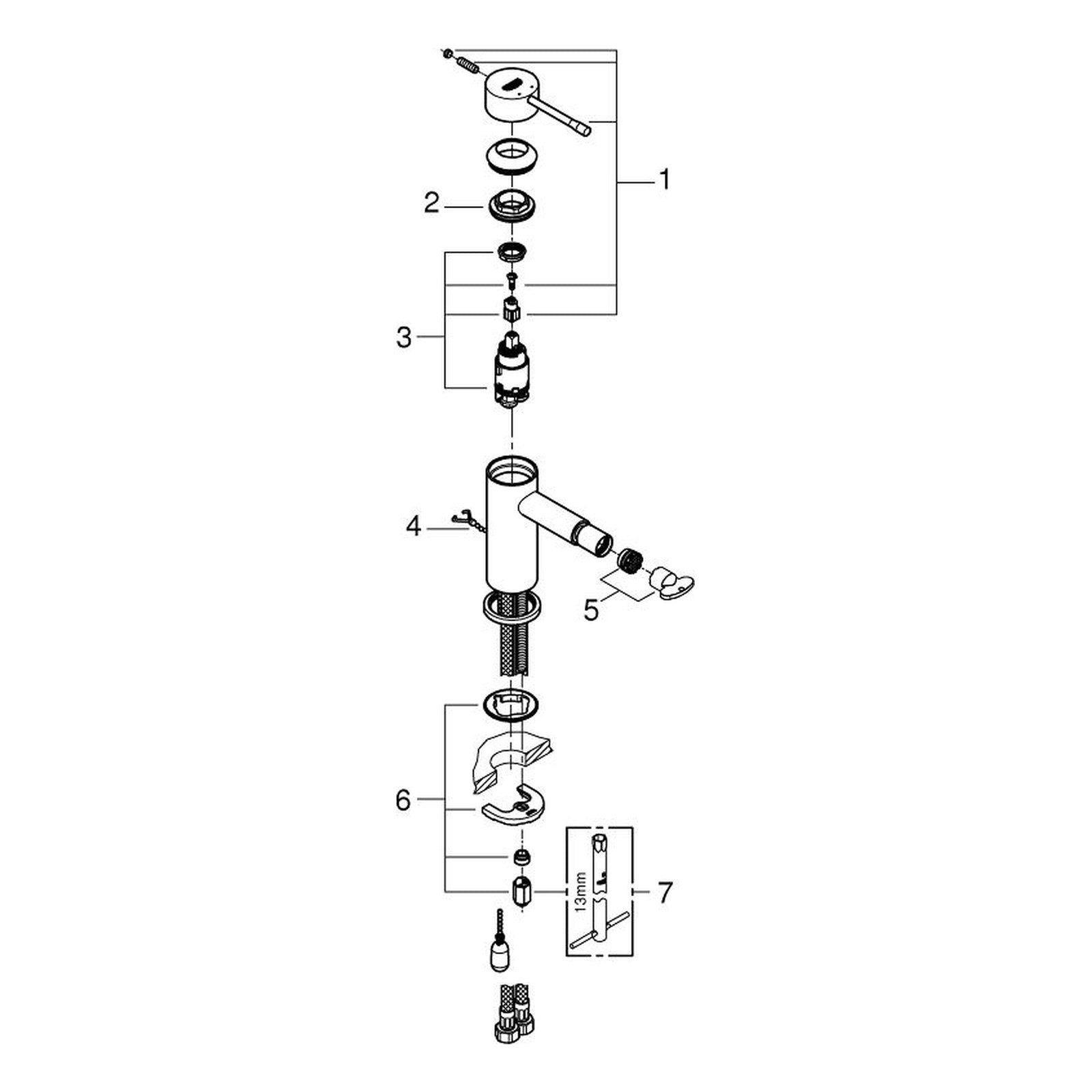 Onderdelentekening Grohe Essence bidetmengkraan S-Size 2014–2021