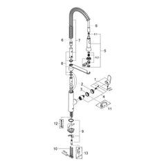 Onderdelentekening Grohe K7 keukenmengkraan 2009–2013