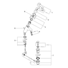 Onderdelentekening Grohe Eurosmart Care wastafelmengkraan 1994–2007