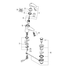 Onderdelentekening Grohe Eurodisc wastafelmengkraan