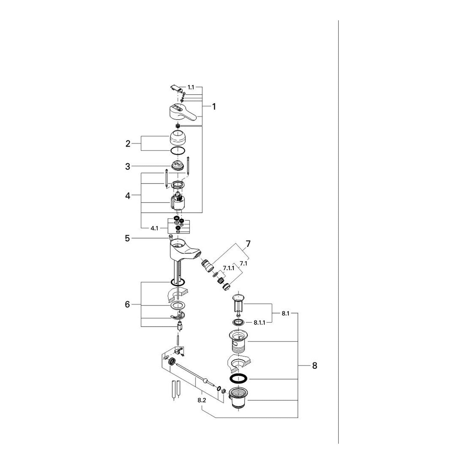 Onderdelentekening Grohe Eurodisc bidetmengkraan