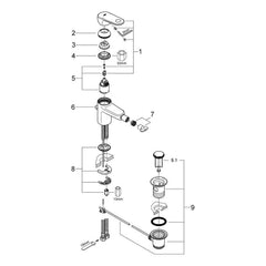 Onderdelentekening Grohe Europlus bidetmengkraan S-Size 2008–2014