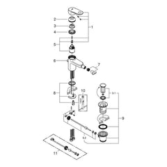 Onderdelentekening Grohe Europlus bidetmengkraan S-Size 2014–2017