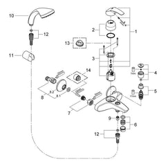 Onderdelentekening Grohe Eurosmart badmengkraan 2005–2007