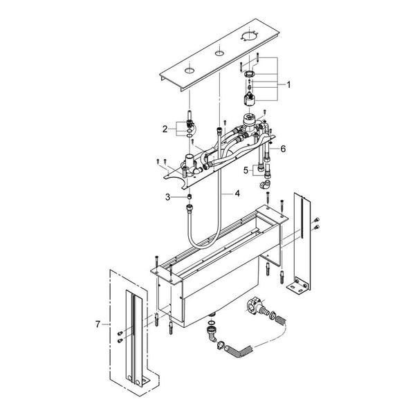 Onderdelentekening Grohe driegats badrandcombinatie