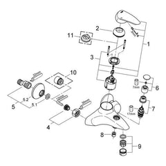 Onderdelentekening Grohe Eurodisc badmengkraan
