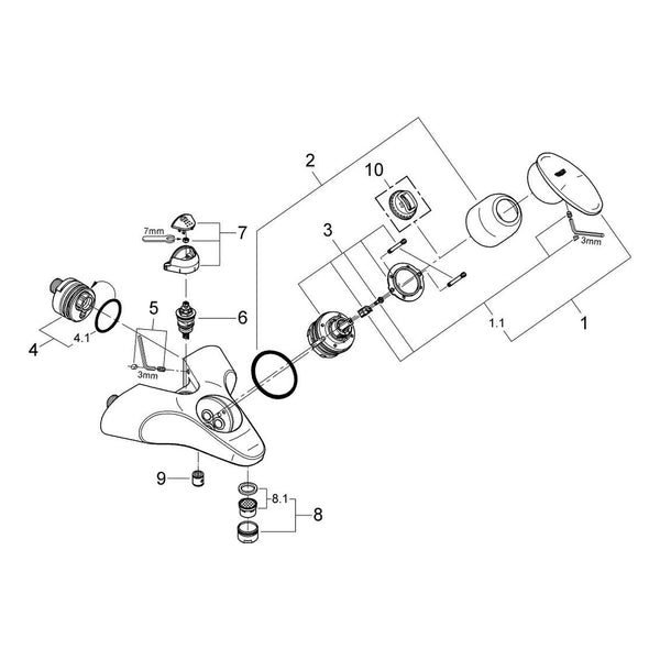 Onderdelentekening Grohe Taron badmengkraan
