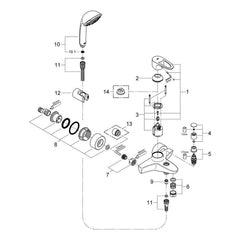 Onderdelentekening Grohe Europlus badmengkraan 2005–2007