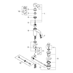 Onderdelentekening Grohe Eurostyle Cosmopolitan wastafelmengkraan S-Size 2010–2017
