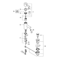 Onderdelentekening Grohe Essence wastafelmengkraan S-Size